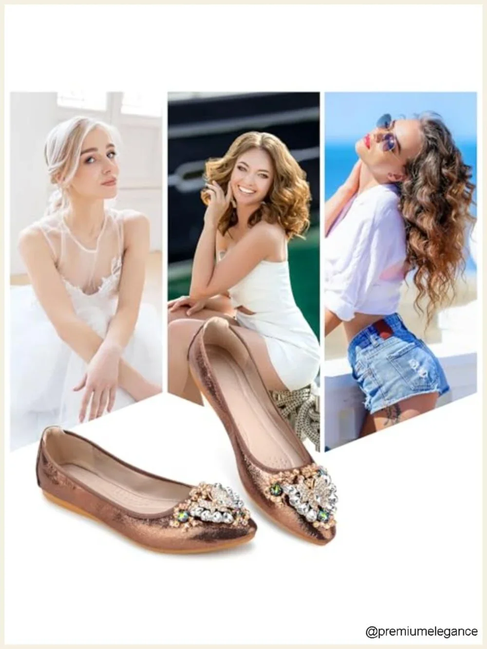 Rhinestone Ballet Flats Foldable Comfort Slip on Shoes